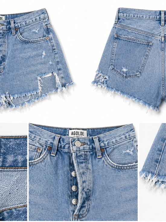 Agolde Pants - Agolde Light Blue Frayed Hem Denim Shorts